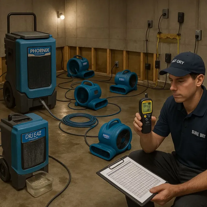 Structural Drying and Dehumidification process in Waipahu, HI